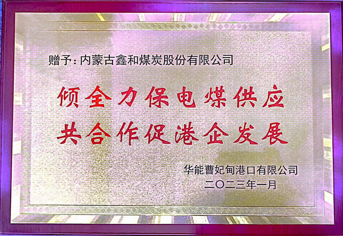 Honor awarded by Huadian Caofeidian Port Company